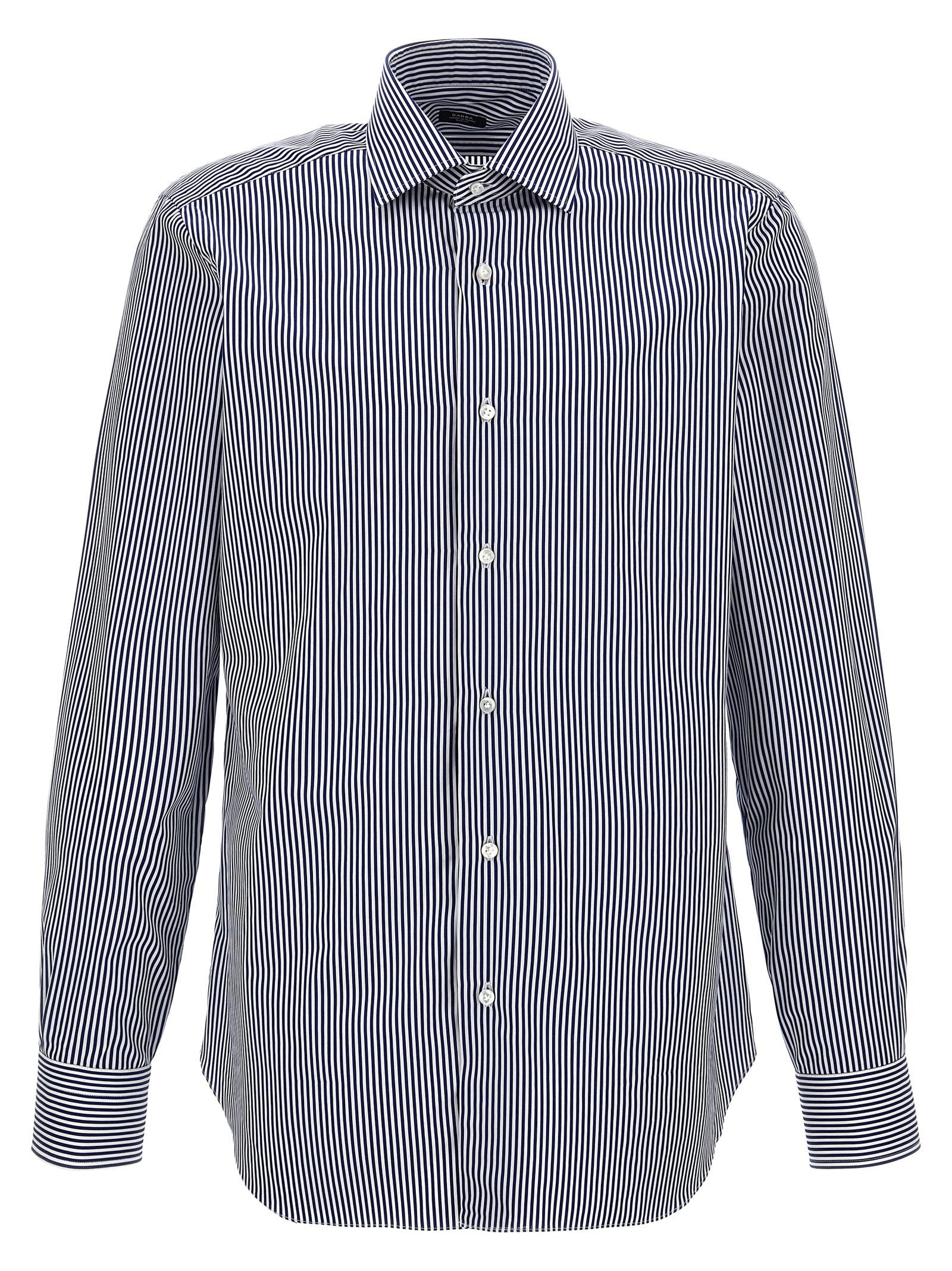 Barba Striped Cotton Shirt — Navy