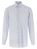 Barba Striped Cotton Poplin Shirt — Lavender
