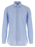 Barba Honeycomb Cotton Shirt — Light Blue