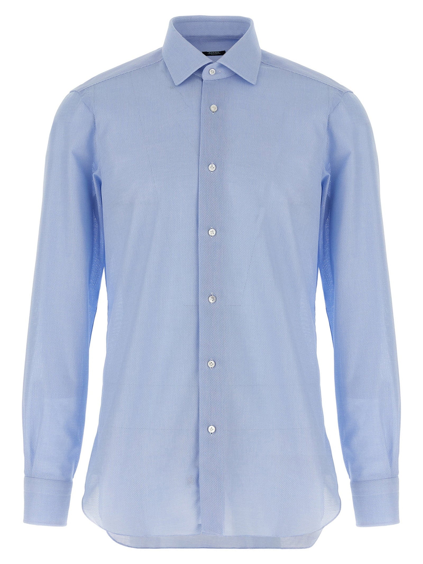 Barba Honeycomb Cotton Shirt — Light Blue