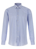 Barba Striped Cotton Poplin Shirt — Blue