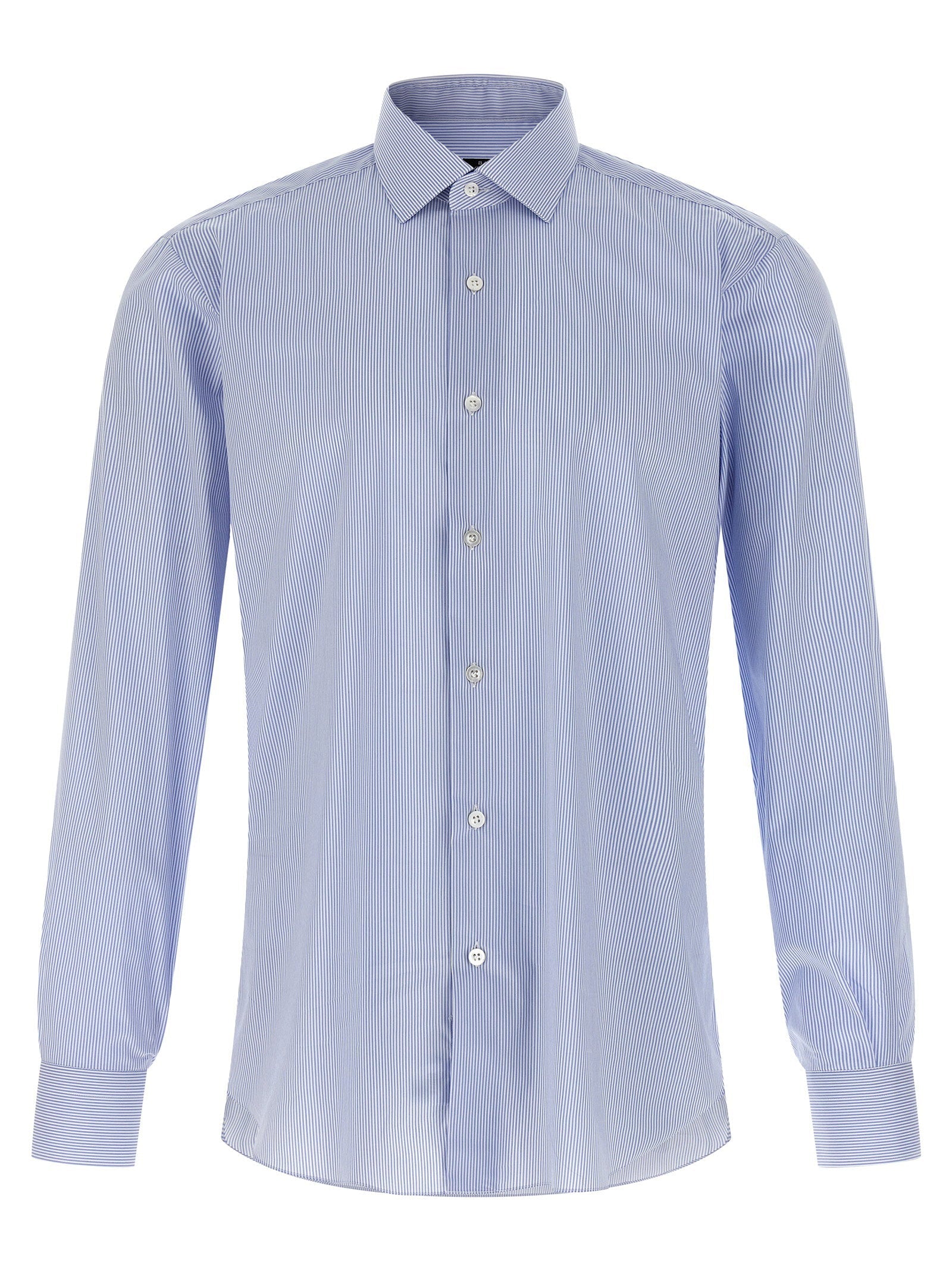 Barba Striped Cotton Poplin Shirt — Blue