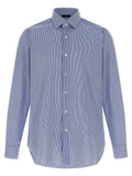Barba Blue Striped Cotton Poplin Shirt — Blue