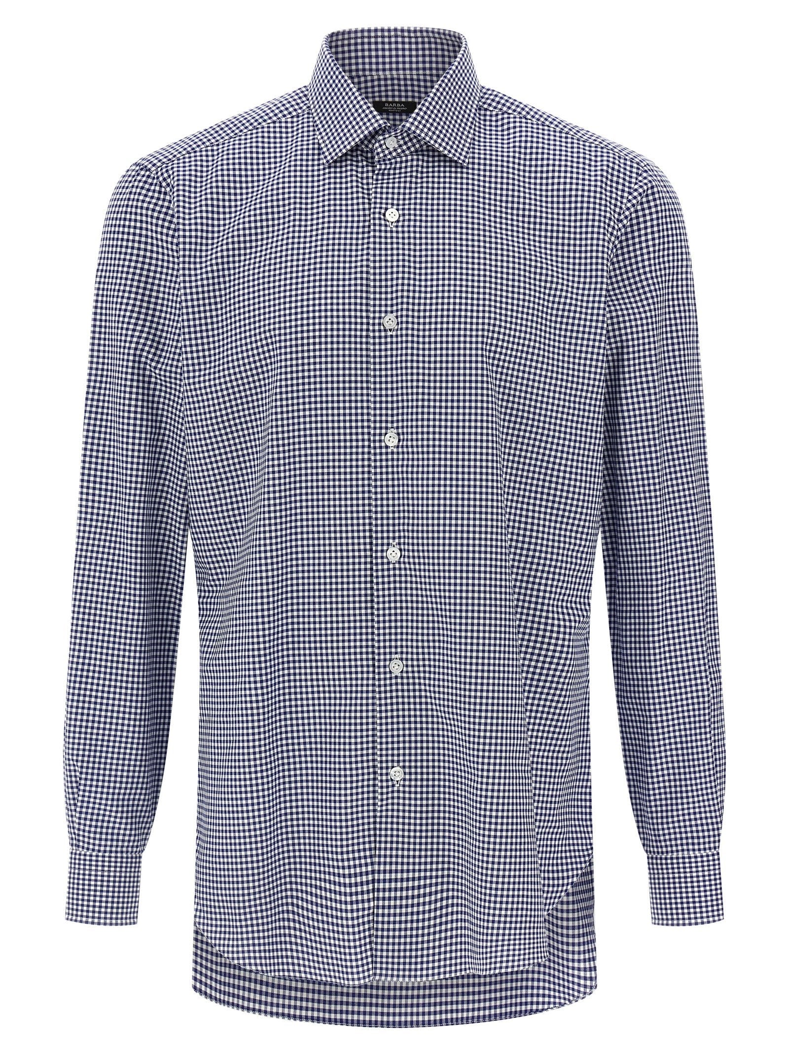 Barba Vichy Cotton Poplin Shirt — Navy