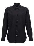 Barba Stretch Cotton Poplin Shirt — Black