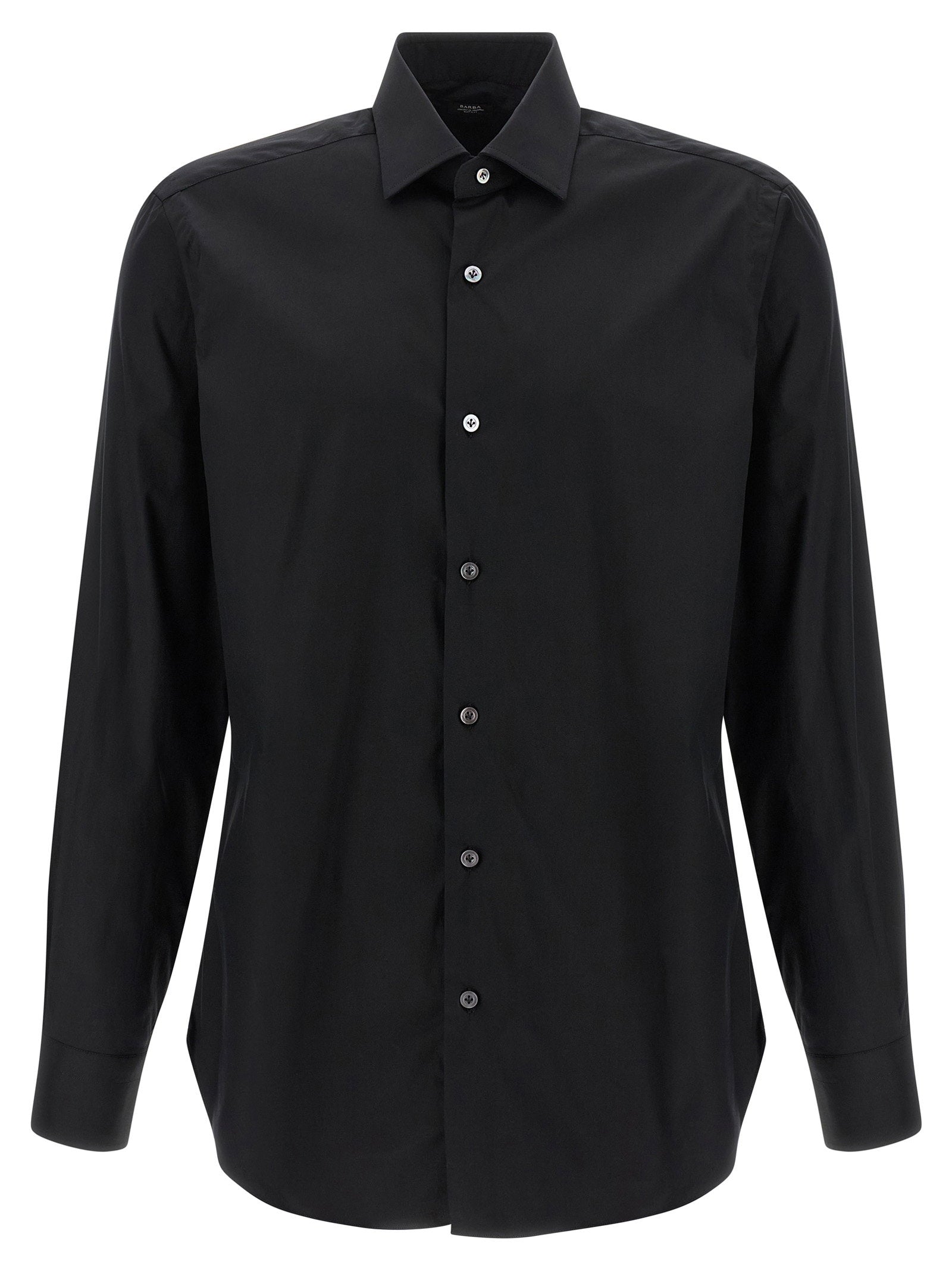 Barba Stretch Cotton Shirt — Black