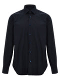 Barba Stretch Cotton Poplin Shirt — Navy