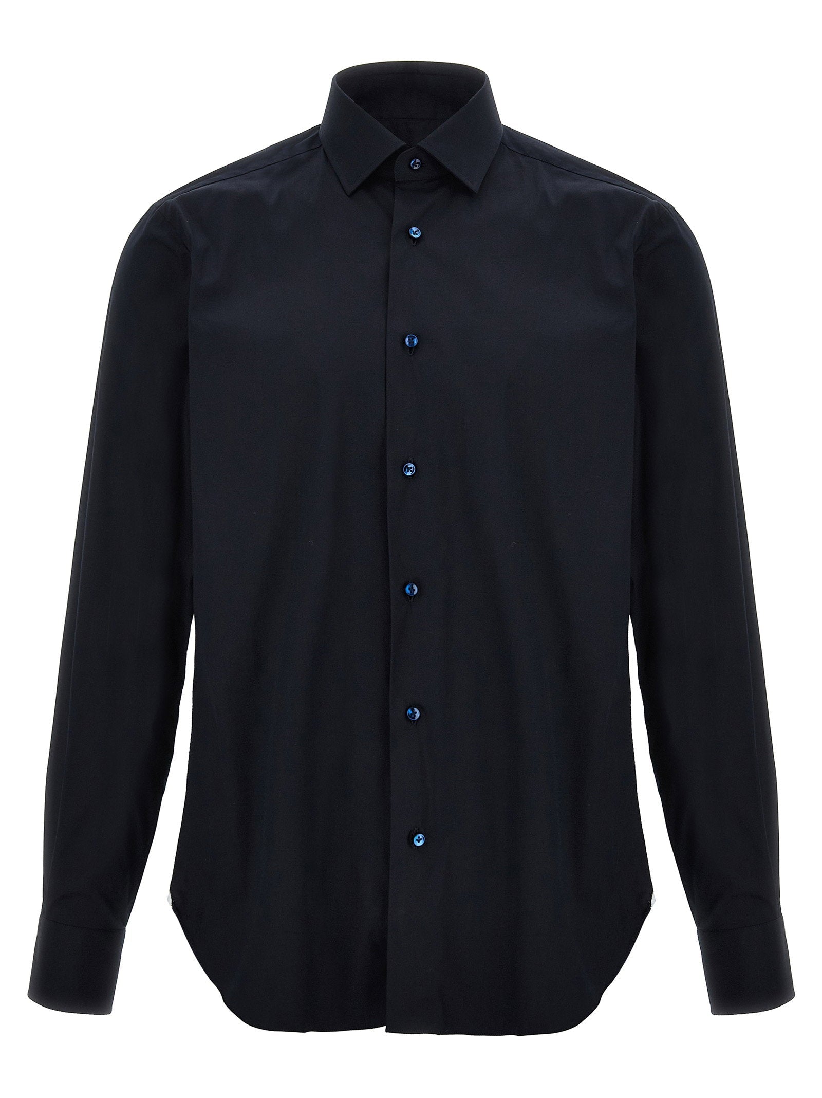 Barba Stretch Cotton Poplin Shirt — Navy