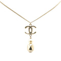 Gold Plated CC Faux Pearl Pendant Necklace