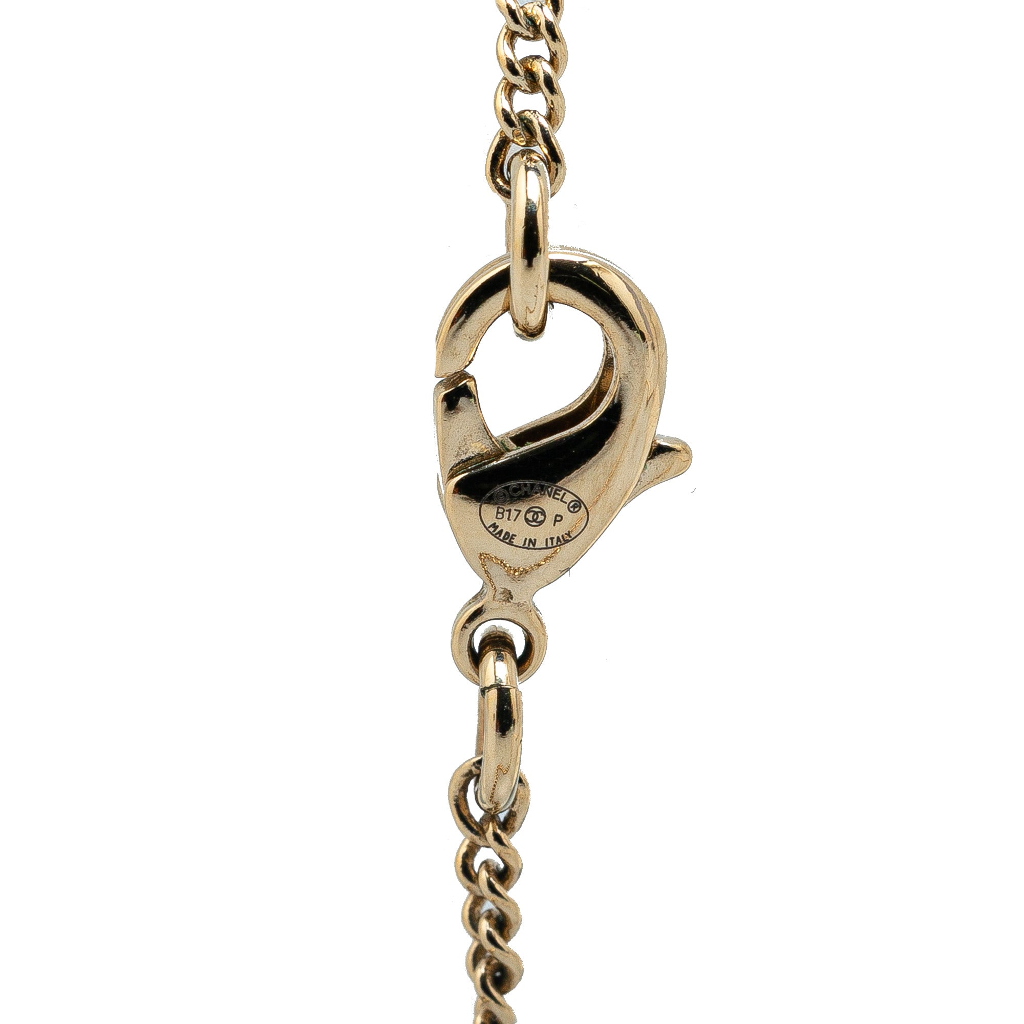 Gold Plated CC Faux Pearl Pendant Necklace