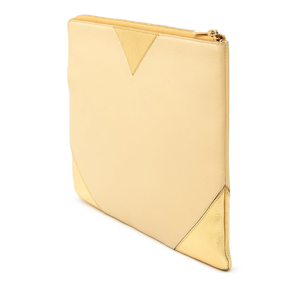 Bicolor Lambskin Coeur Clutch