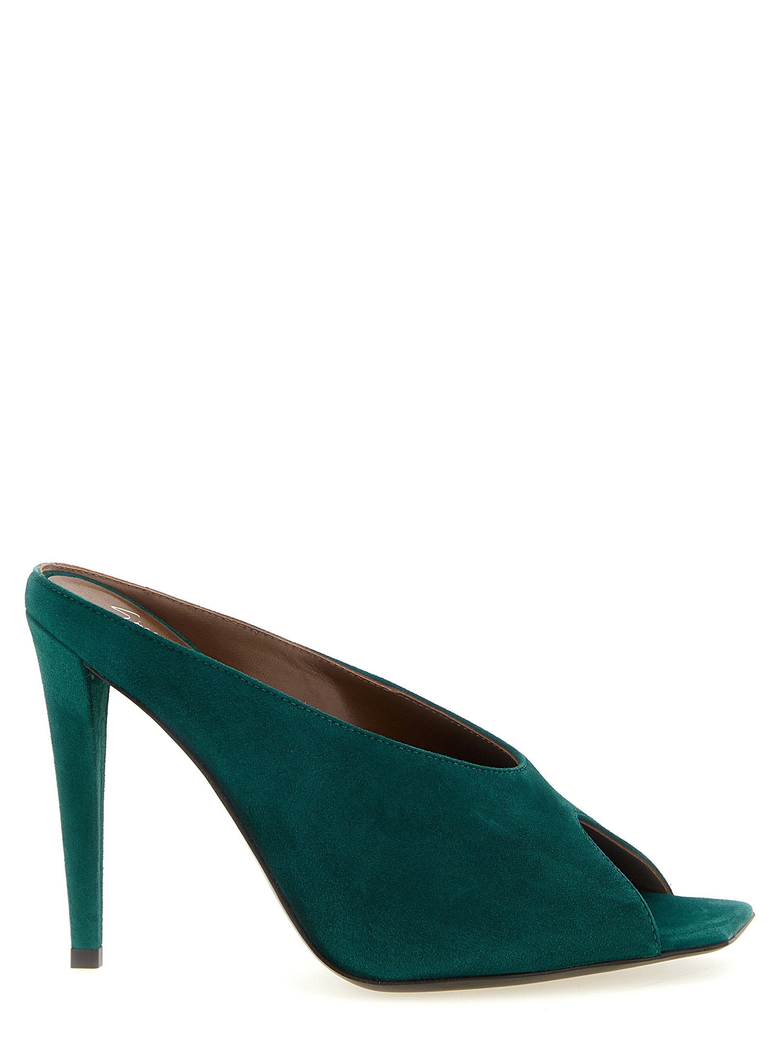 Giuseppe Zanotti Suede V-Neck Mule — Emerald