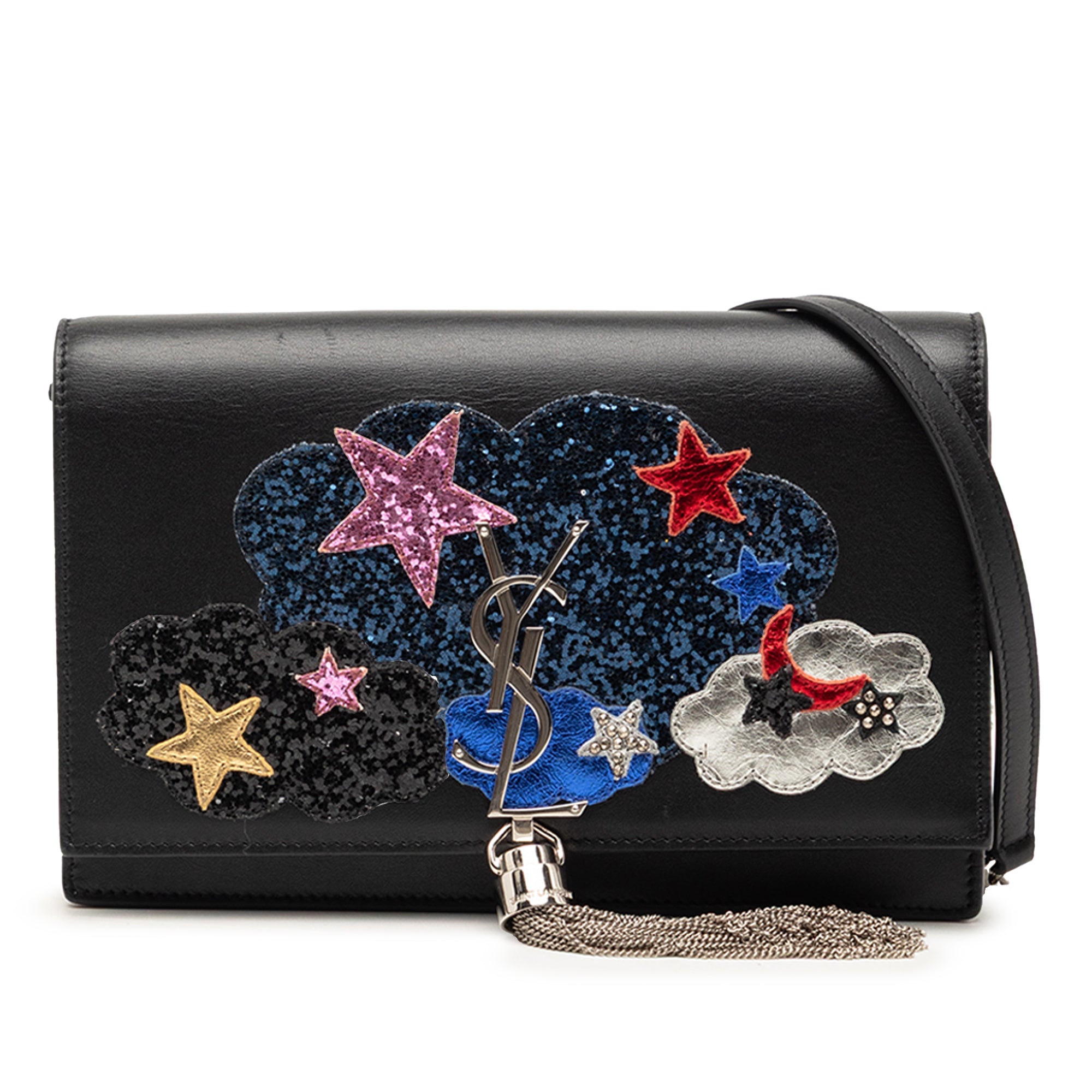Calfskin Cloud Star Applique Classic Monogram Kate Tassel Wallet on Chain