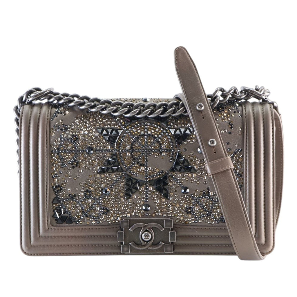 Old Medium Metallic Goatskin Crystal Boy Flap