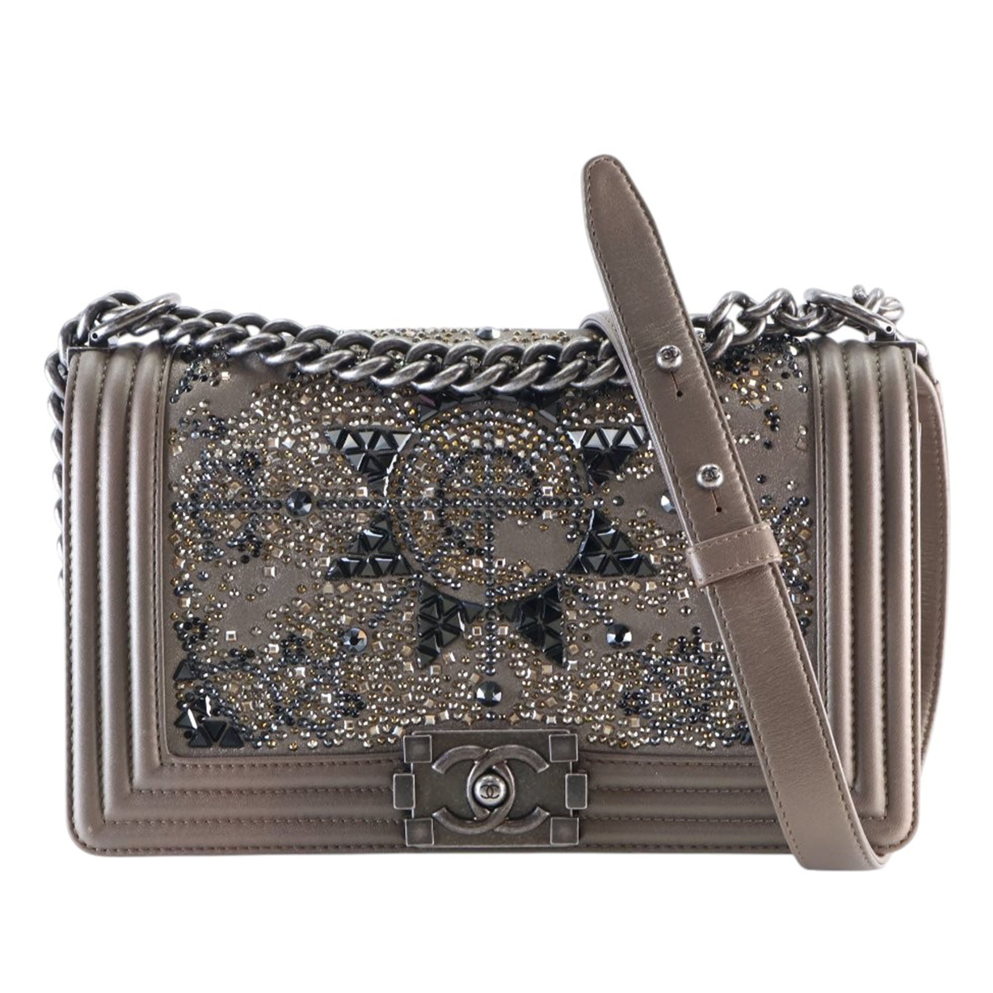Old Medium Metallic Goatskin Crystal Boy Flap