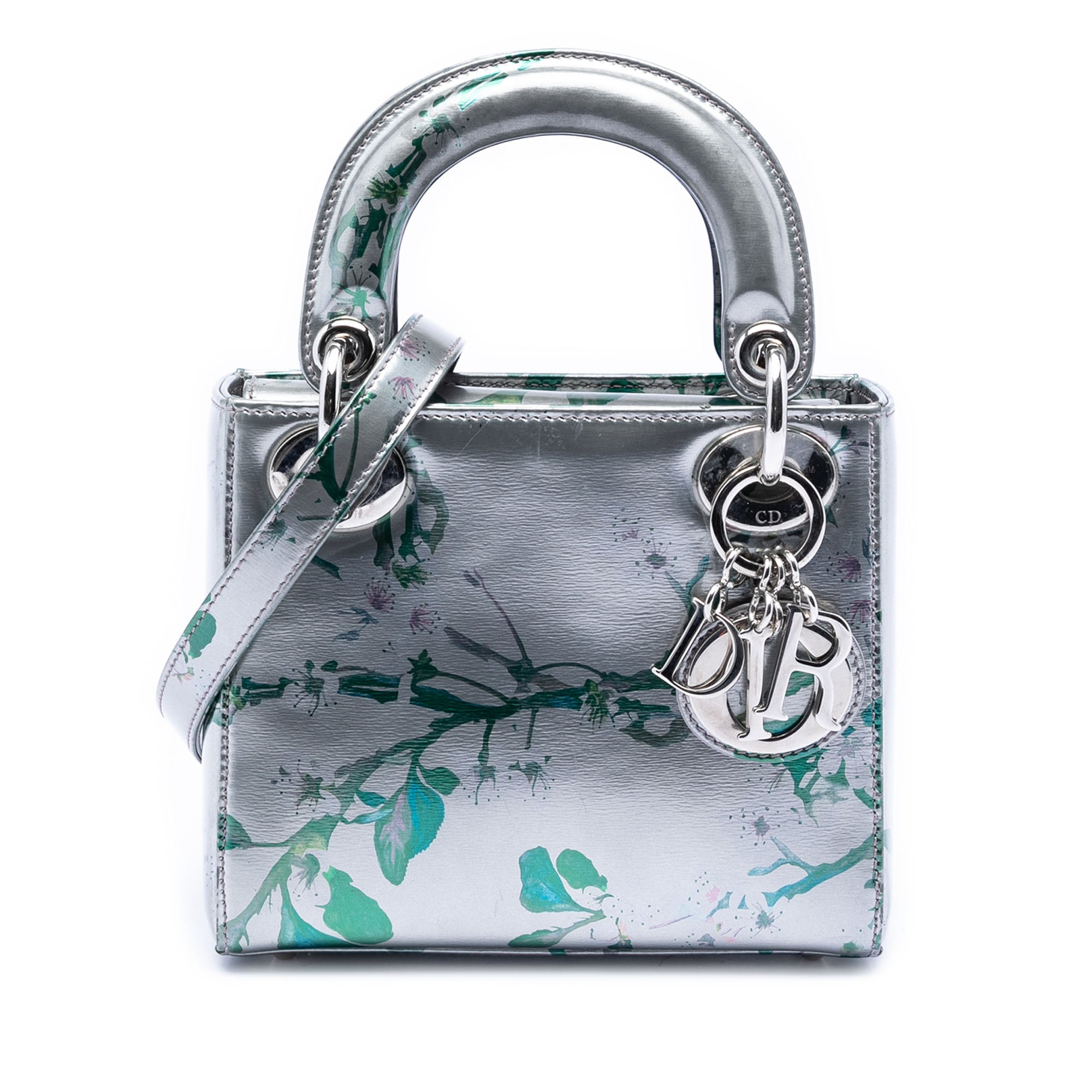 Mini Metallic Lambskin Floral Printed Lady Dior