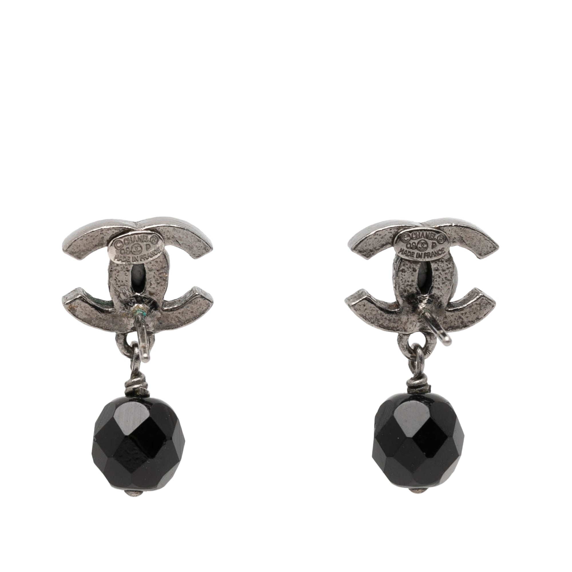 CC Brass Beaded Swing Push Back Earrings
