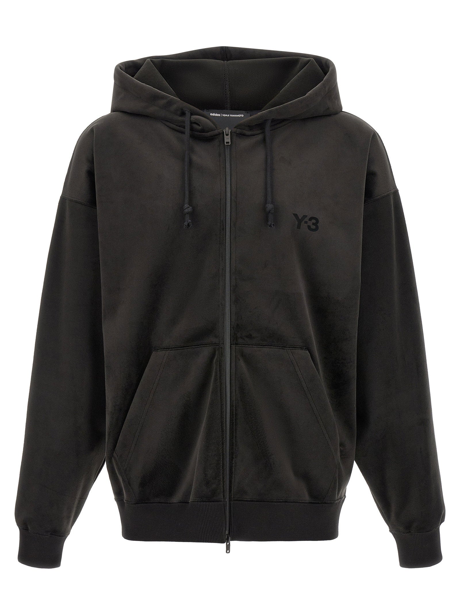 Y-3 Velvet Zip-Through Hoodie — Black