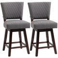 Set of 2 Swivel Bar Stools with Footrest & Back, Dark Grey