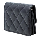 Quilted Lambskin Camellia Bow Card Holder On Chain