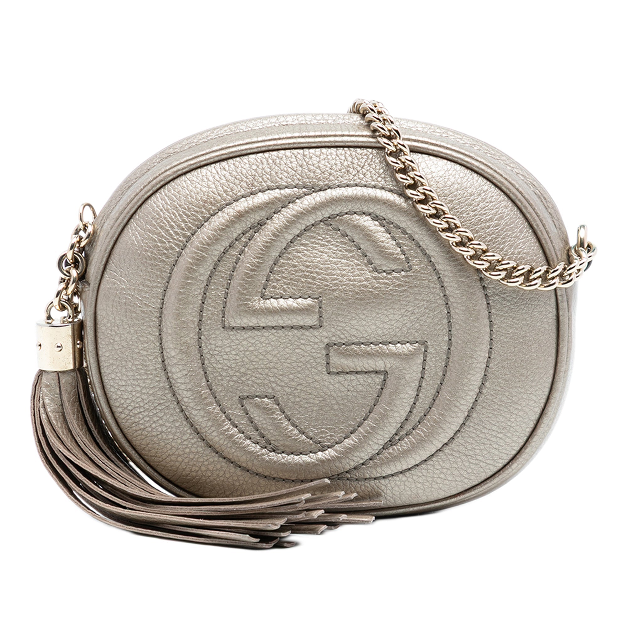 Mini Metallic Pebbled Calfskin Soho Chain Crossbody