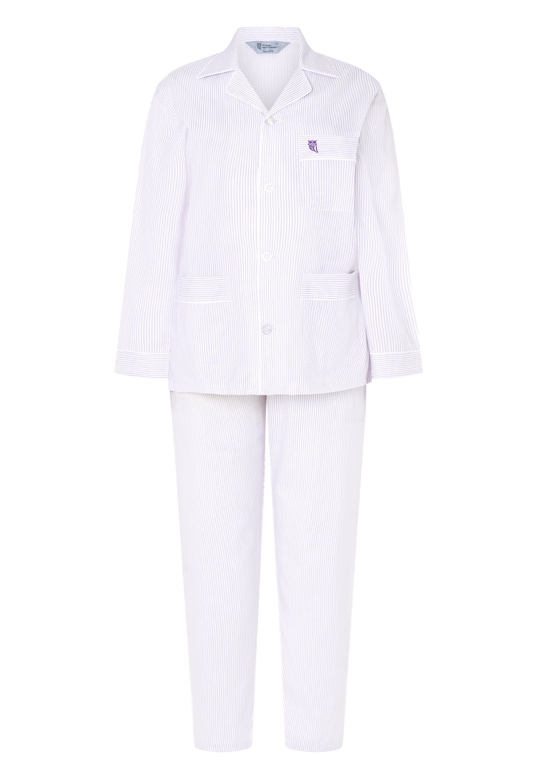 Pijama Mujer Largo Premium Solapa Seda Rayas - Violeta 0901_91