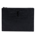 Croc Embossed Leather Monogram Clutch