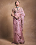 Blush Pink Organza Sari Set By KYNAH, Luxury Indian Fashion & Bridal Wear