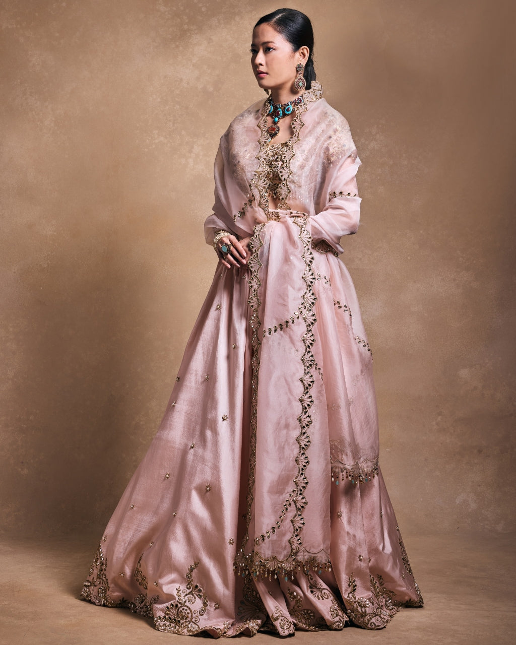 Baby Pink Silk Lehenga Set By KYNAH, Luxury Indian Fashion & Bridal Wear