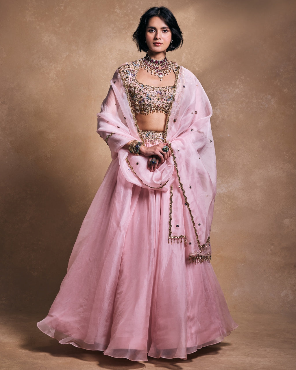 Baby Pink Organza Lehenga Set By KYNAH, Luxury Indian Fashion & Bridal Wear