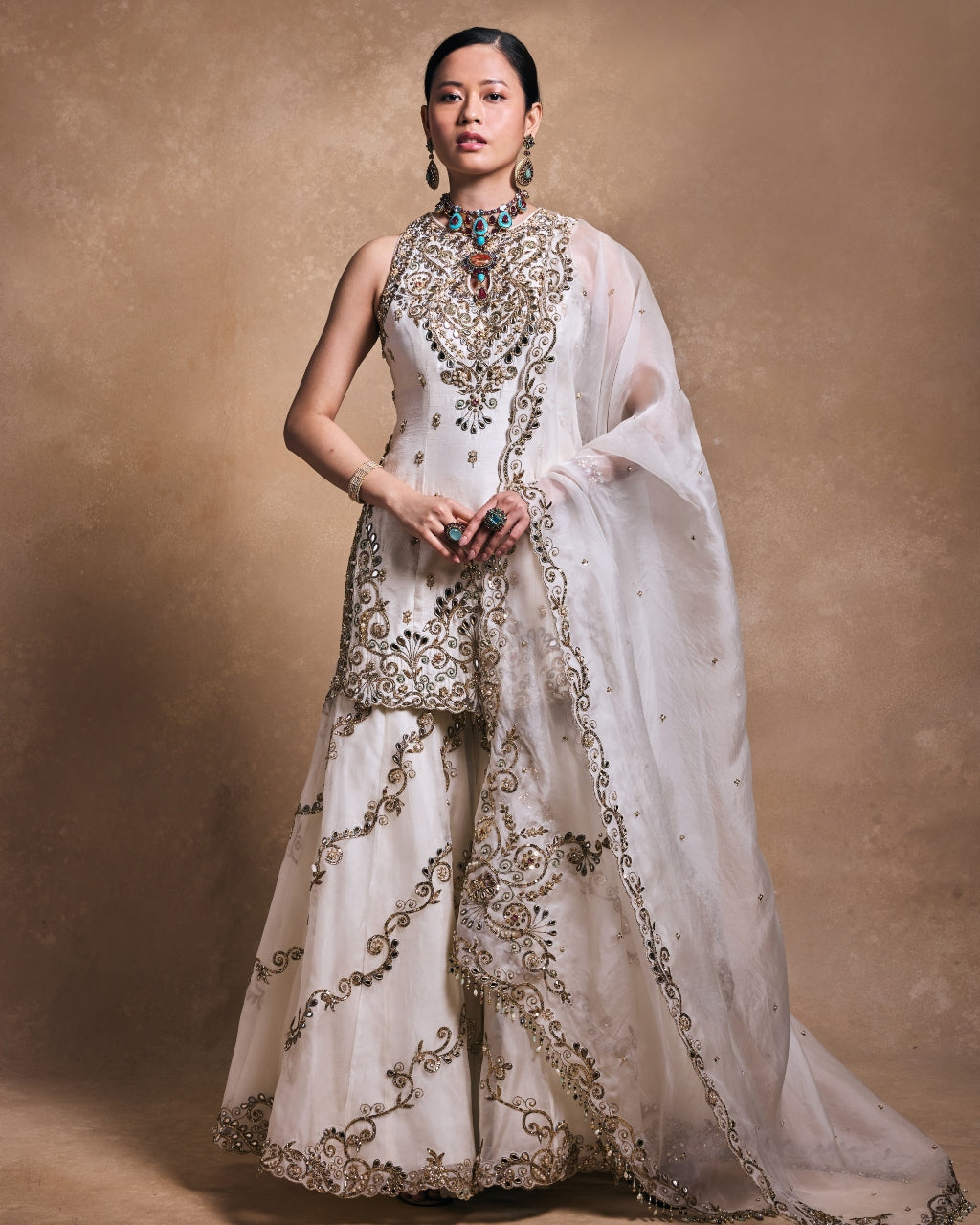 Ivory Gharara Set By KYNAH, Luxury Indian Fashion & Bridal Wear