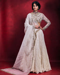 Ivory Crushed Lehenga Set By KYNAH, Luxury Indian Fashion & Bridal Wear