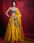 Mustard Silk Lehenga Set By KYNAH, Luxury Indian Fashion & Bridal Wear