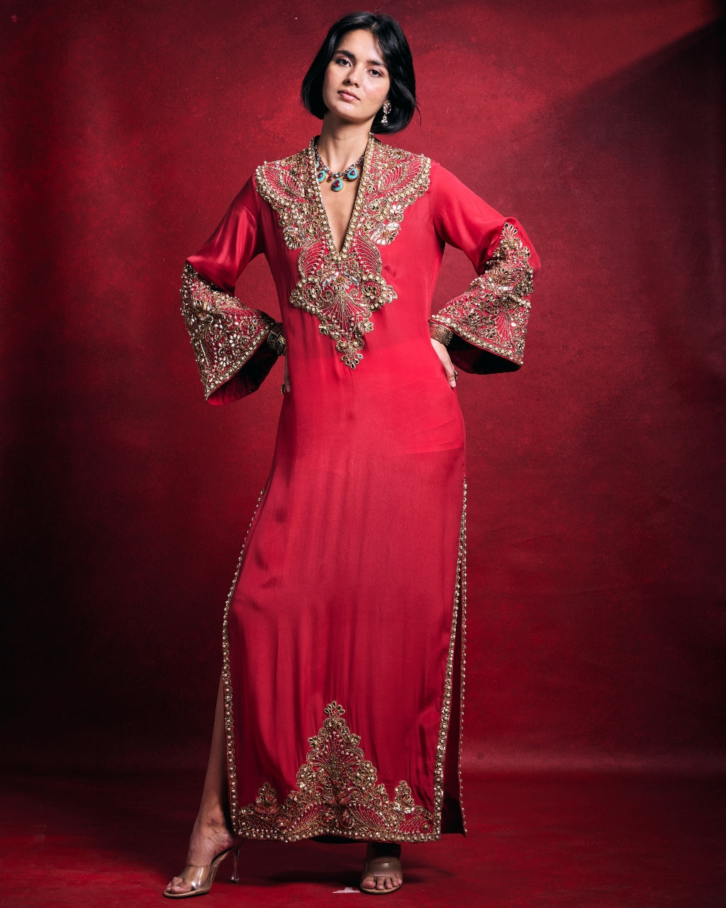 Fuscia Kaftan Set By KYNAH, Luxury Indian Fashion & Bridal Wear