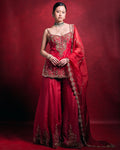 Red And Pink Sharara Set By KYNAH, Luxury Indian Fashion & Bridal Wear