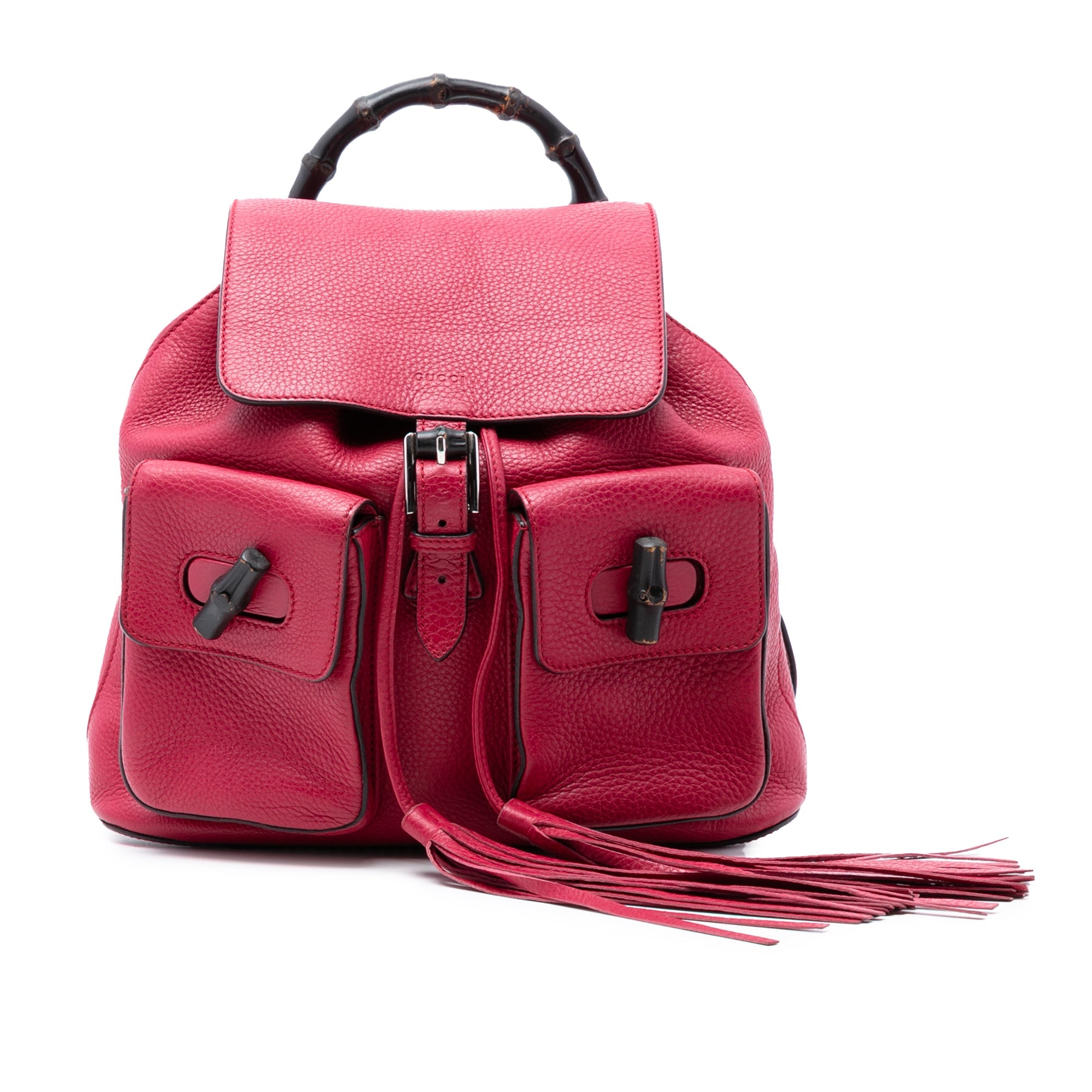 Leather Bamboo Tassel Backpack