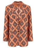 Alberto Biani Tie-Print Silk Blazer — Orange
