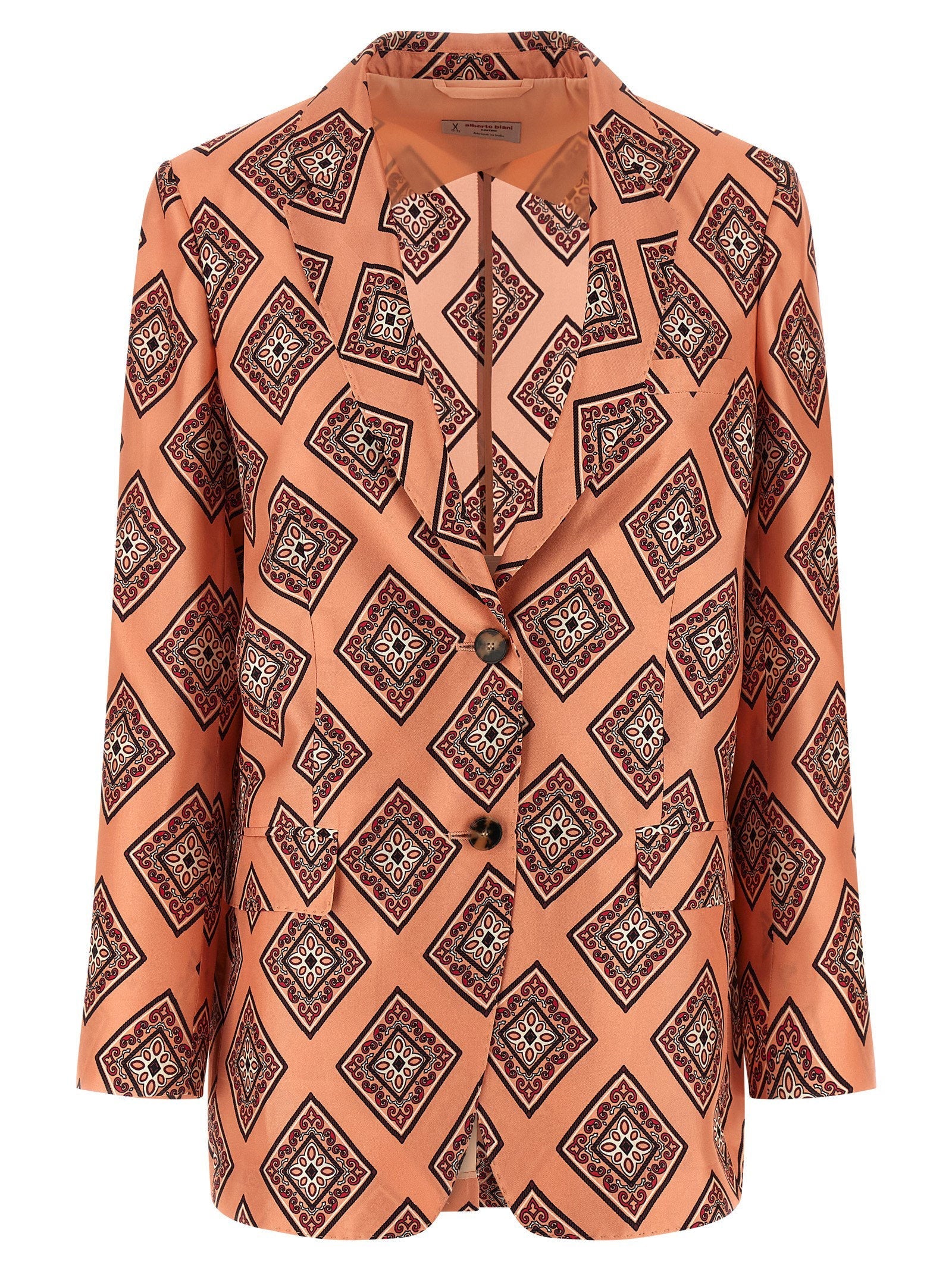 Alberto Biani Tie-Print Silk Blazer — Orange
