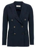 Alberto Biani Double-Breasted Viscose Blazer — Navy