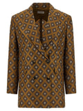 Alberto Biani Tie-Print Silk Blazer — Camel