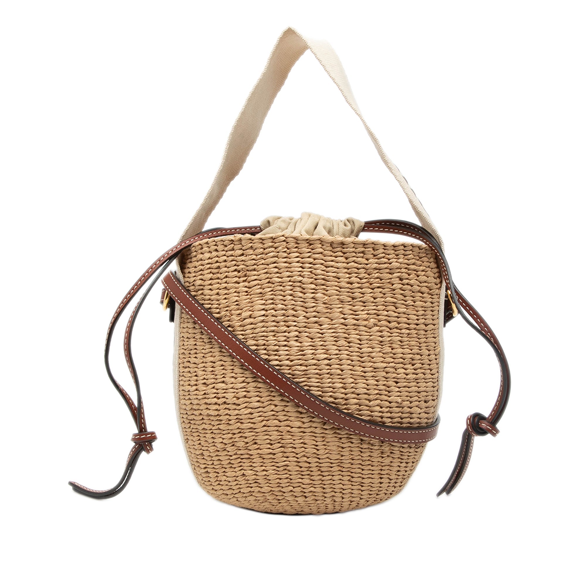 Small Raffia Woody Basket Bucket Bag