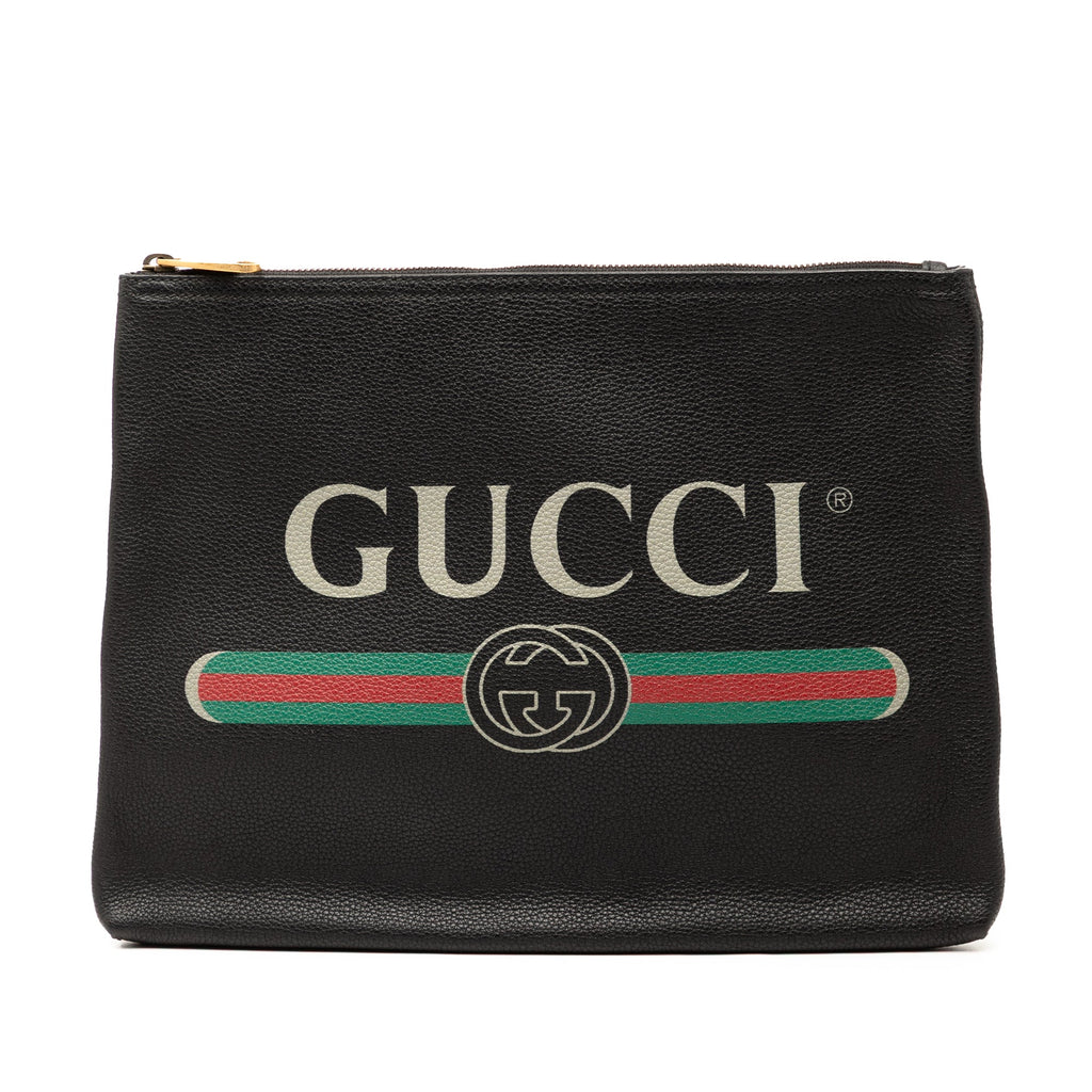 Medium Calfskin Logo Portfolio Clutch