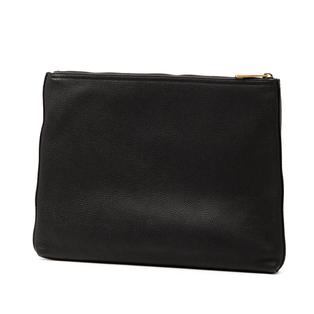 Medium Calfskin Logo Portfolio Clutch