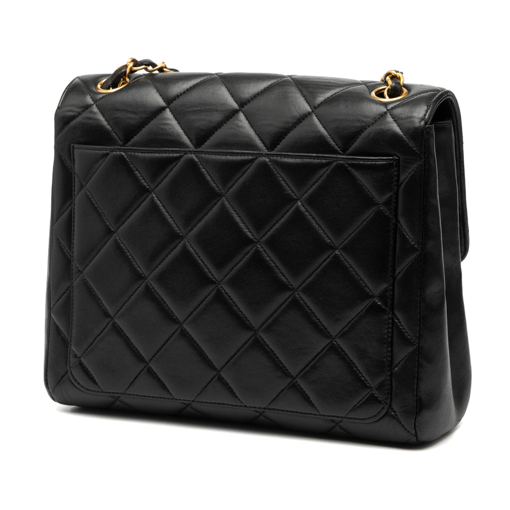 Small Square Lambskin Straight Single Flap