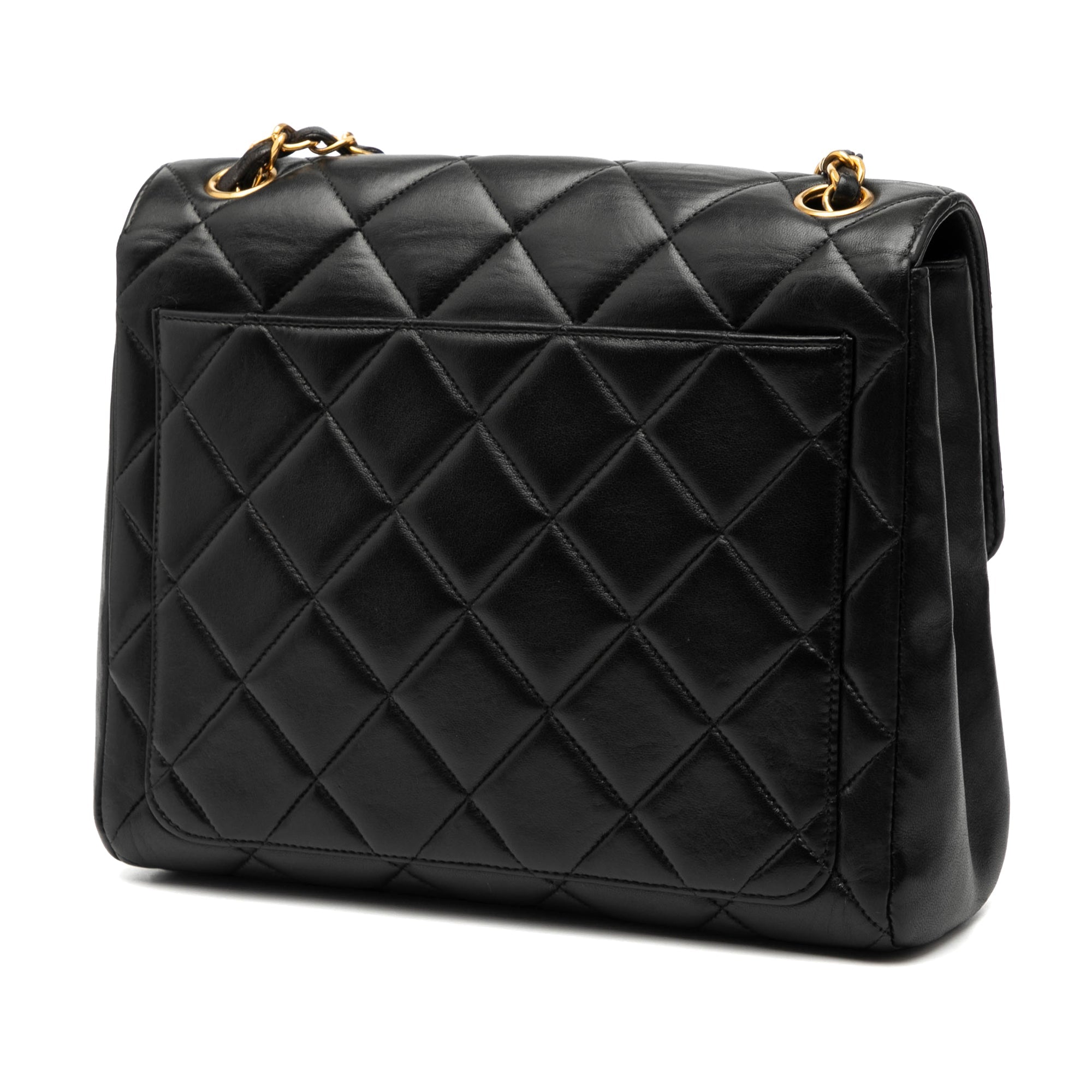 Small Square Lambskin Straight Single Flap