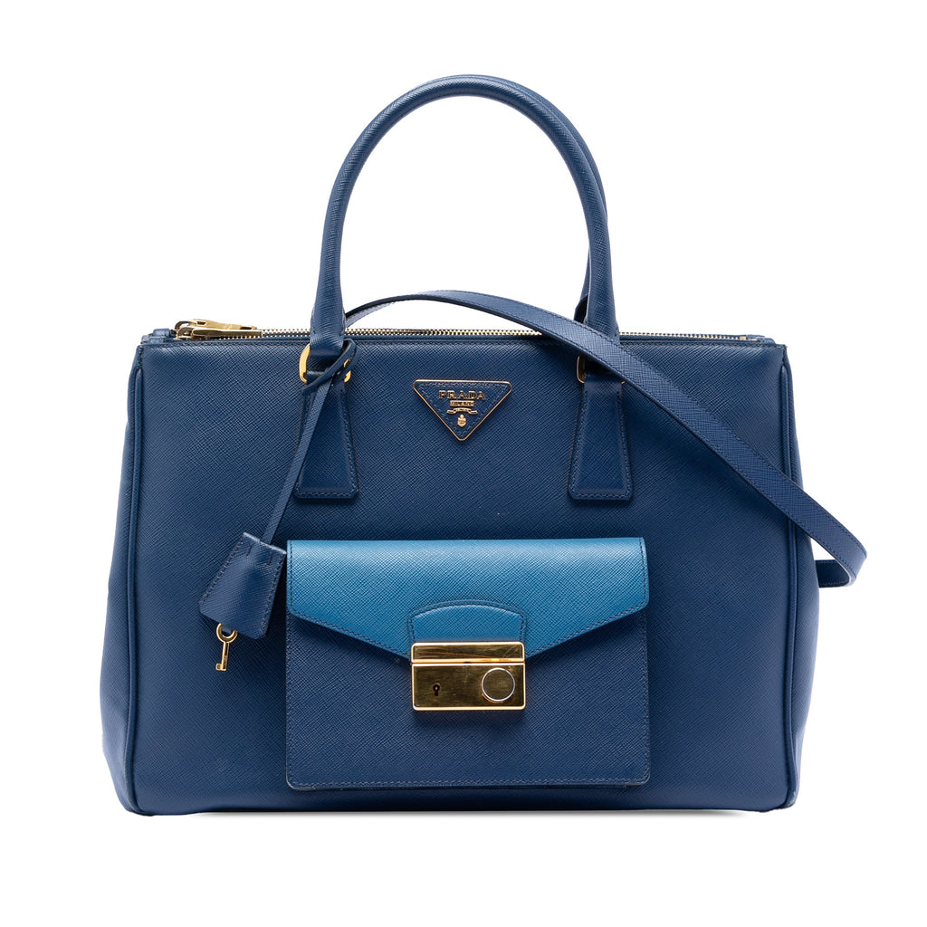 Saffiano Lux Galleria Double Zip Front Pocket Satchel