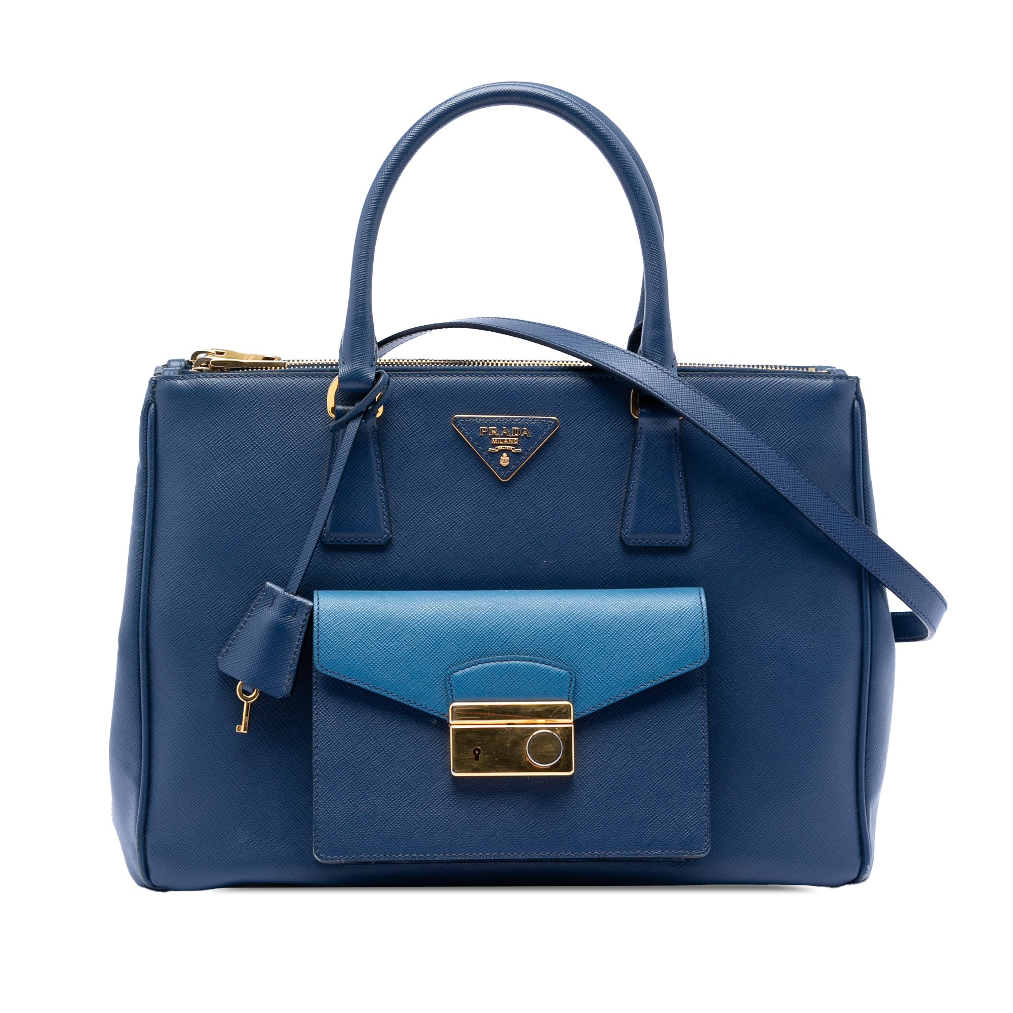 Saffiano Lux Galleria Double Zip Front Pocket Satchel