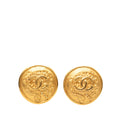 Gold Plated CC Grapevine Round Clip on Earrings