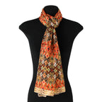 Multicolor Silk Scarf featuring Ikat Ethnic Print