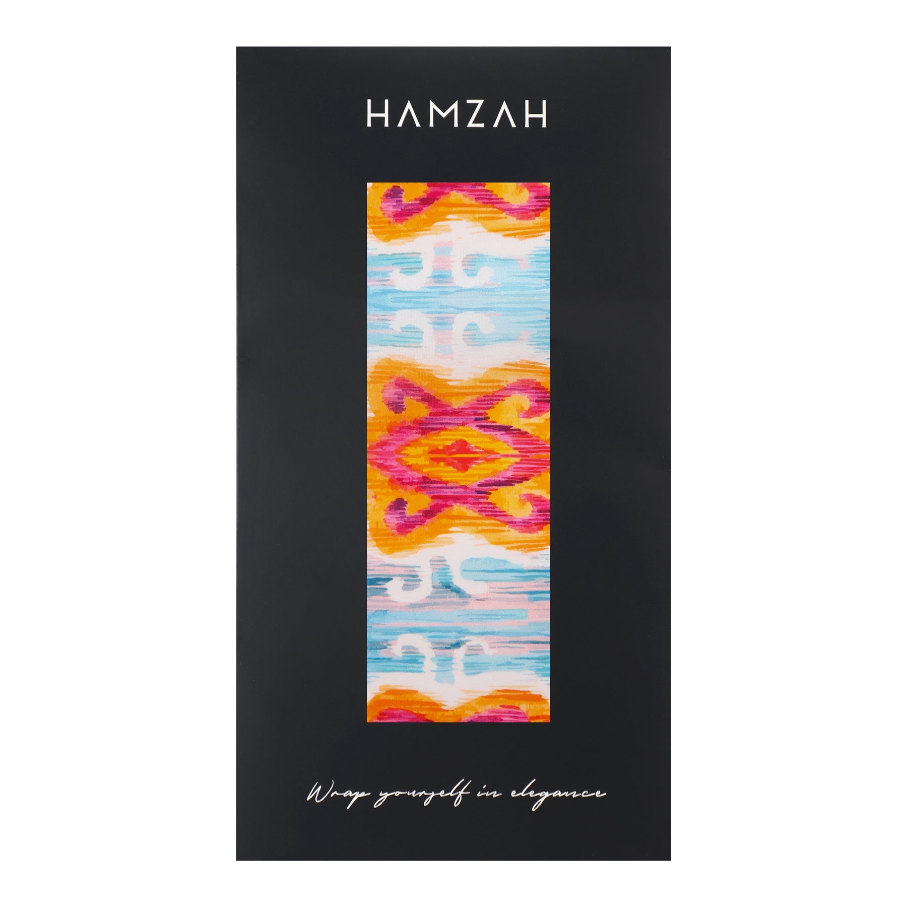 Light Blue Silk Scarf with Ikat Print